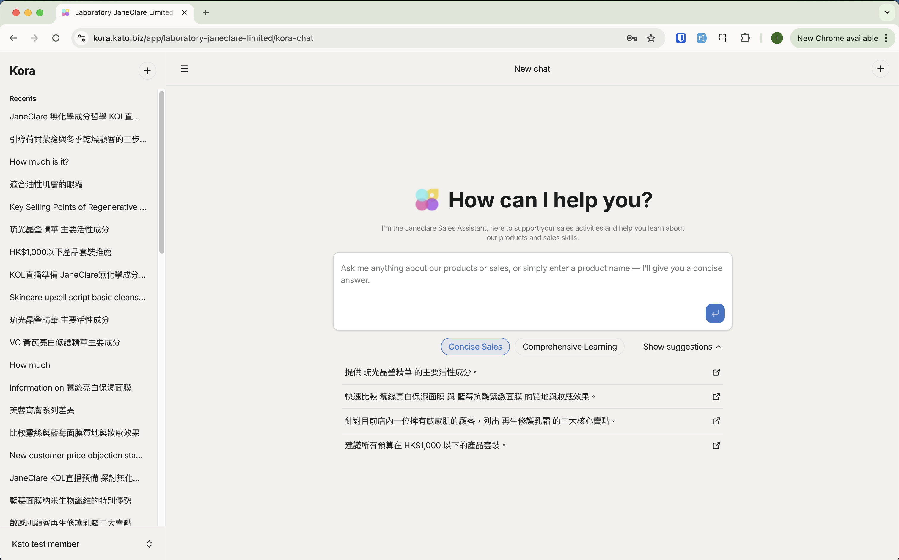 JaneClare Kora AI Portal