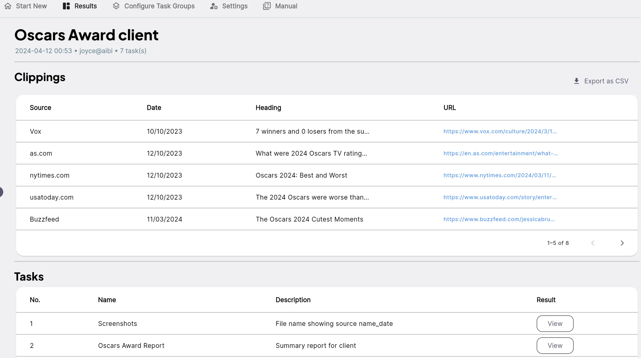 AI Media Monitoring Dashboard